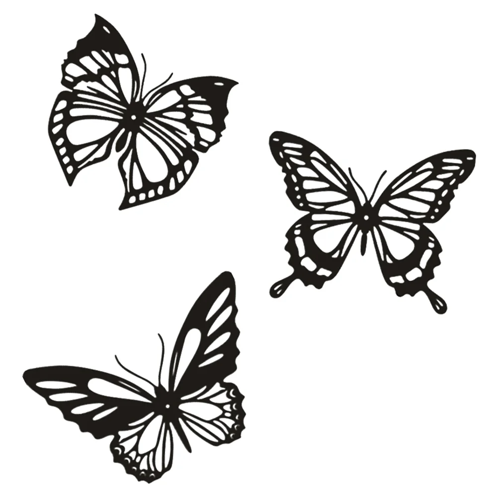 3 Pcs Hollow Iron Butterfly Butterflies Wall Decor Background Decal Decoration Vibrant Decorative Sticker Hanging