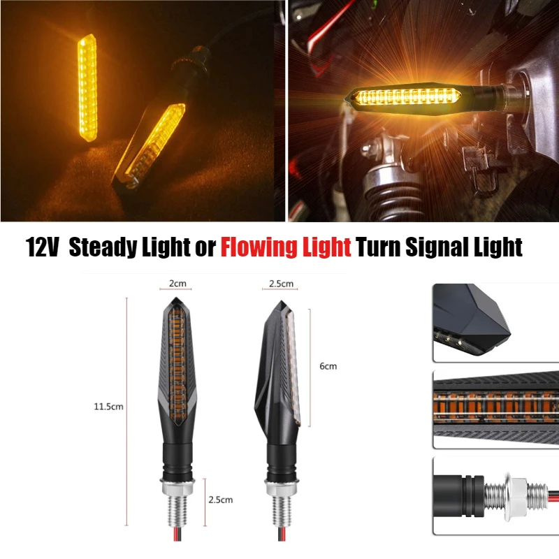 2Pcs/4Pcs Motorcycle 12V Indicator Blinker Steady Light or Flowing Turn Lights Scanning Directonal Signal Lamp For Honda Yamaha