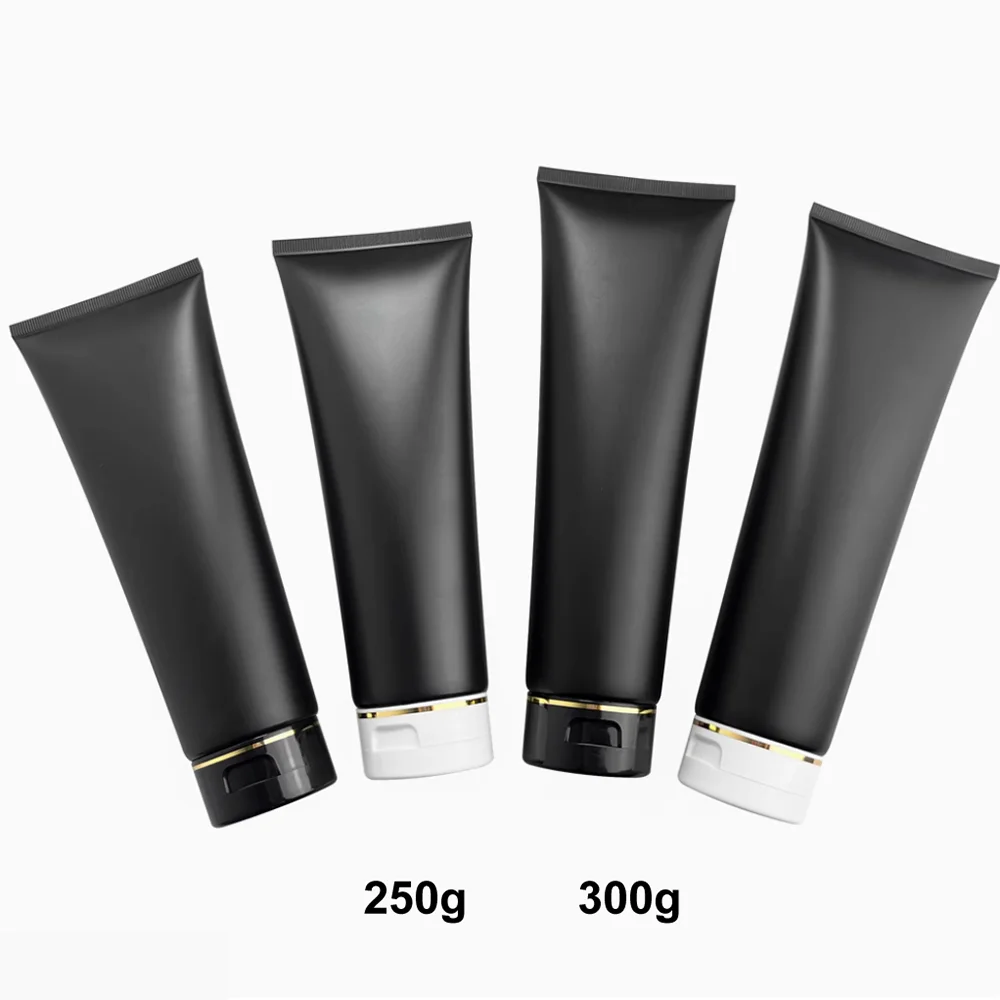 250g 300g Mattschwarze Weiche Tube Leere Kosmetik-Quetschflasche Creme Körperlotion Conditioner Nachfüllbarer Behälter 250ml 300ml