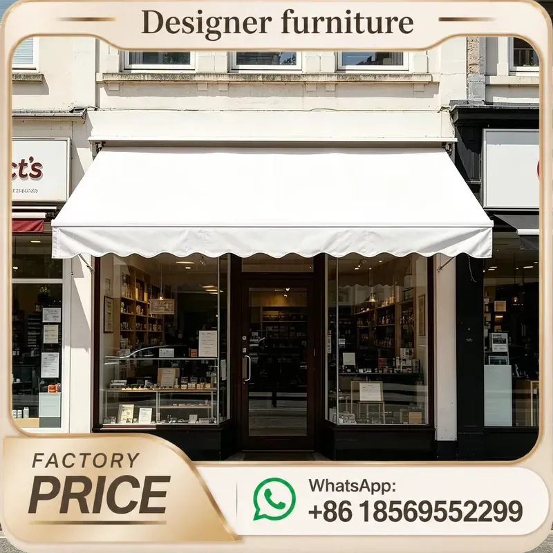 Retractable Exterior Awning Windproof Sun Shade Customizable Solid Fabric For Patio Garden Rain Shelter Outdoor Cover