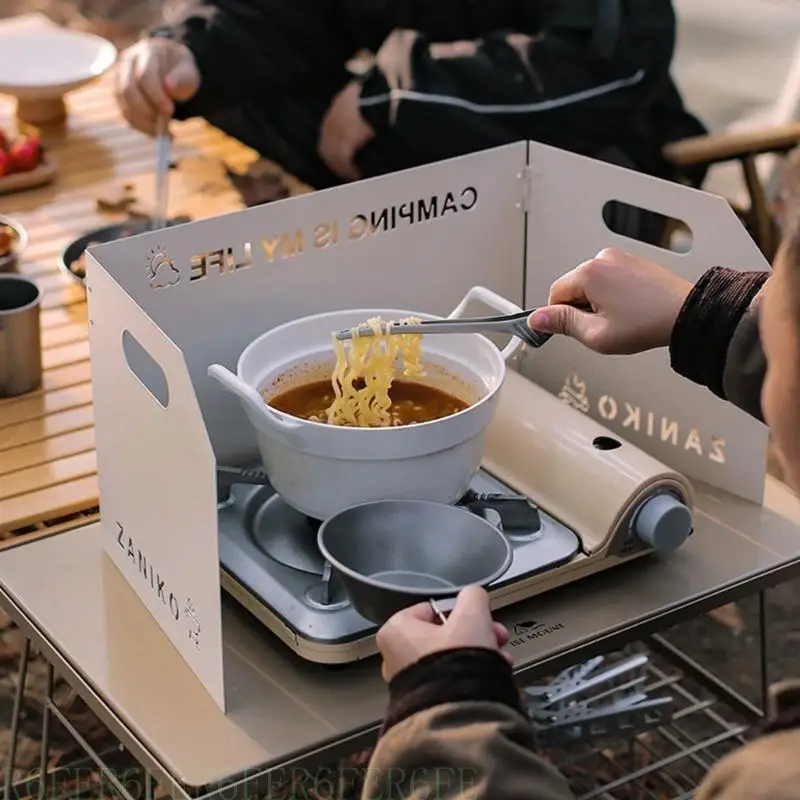 

R6FE Foldable Camping Stove Windscreen for Outdoor Picnic Backpacking Cooking Durable Folding Wind-Shield Camping Accessories