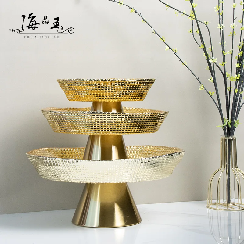 

ZML tall fruit plate high-end glass fruit plate household candy plate