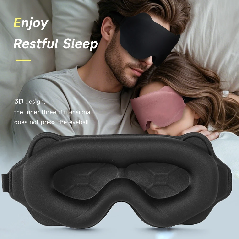 Sleep Mask 3D Eye Mask for Sleeping 100% Light Blocking Eye Covers with Adjustable Strap Night Blindfold for Women Memory Foam