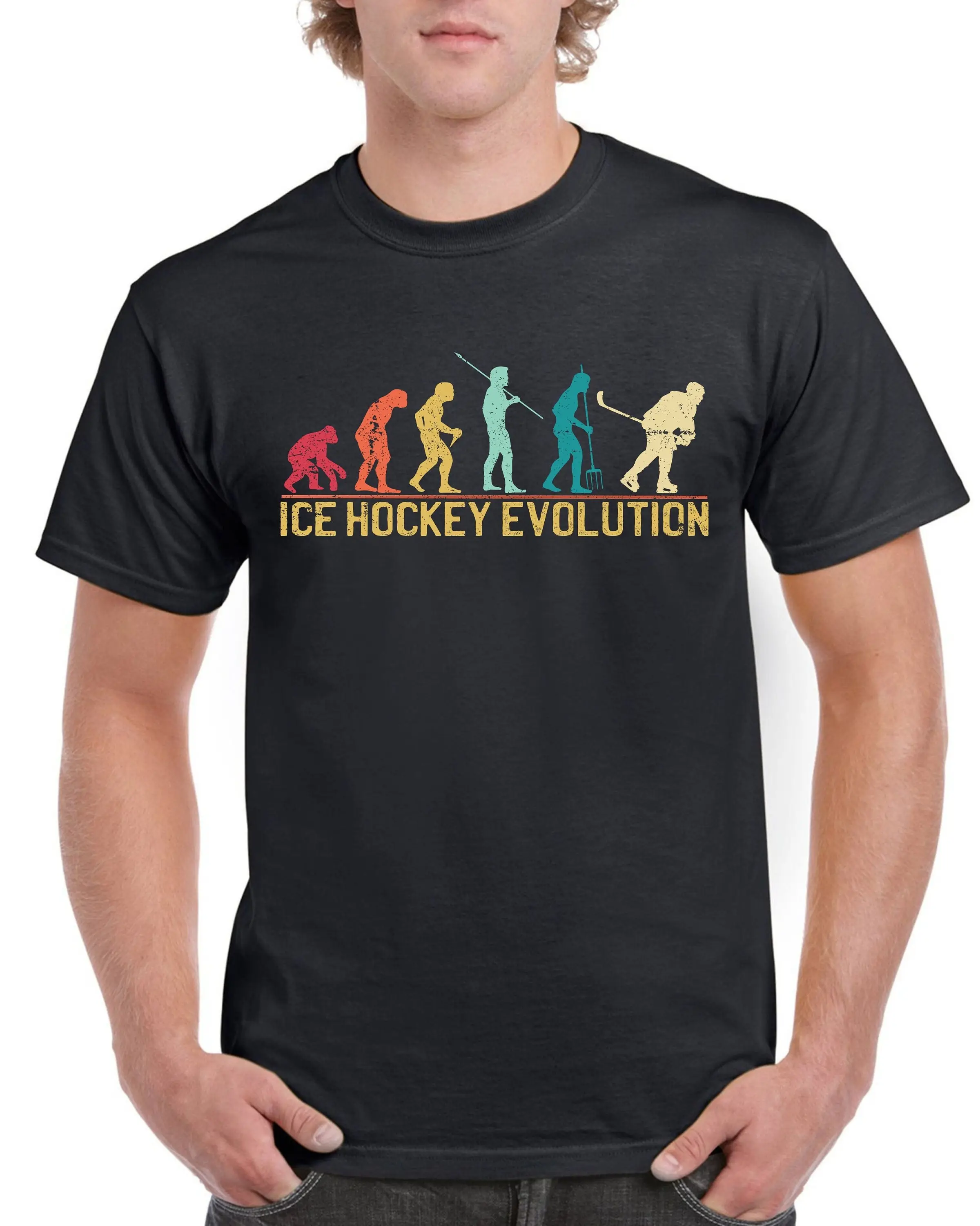 Top T-Shirt für Papa Evolution von Eishockey Sport Baumwolle Komfort