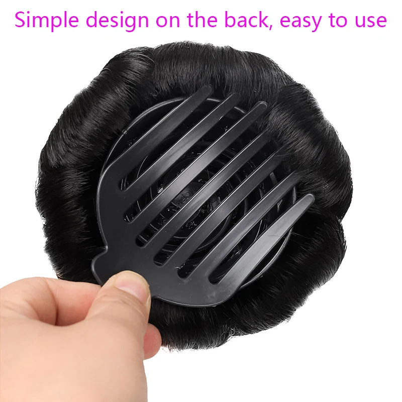 Synthetic Claw Clip In Chignon Fake Hair Chignon Bun Hairpiece Black Brown Blonde Women Curly Chignon Bun Hair