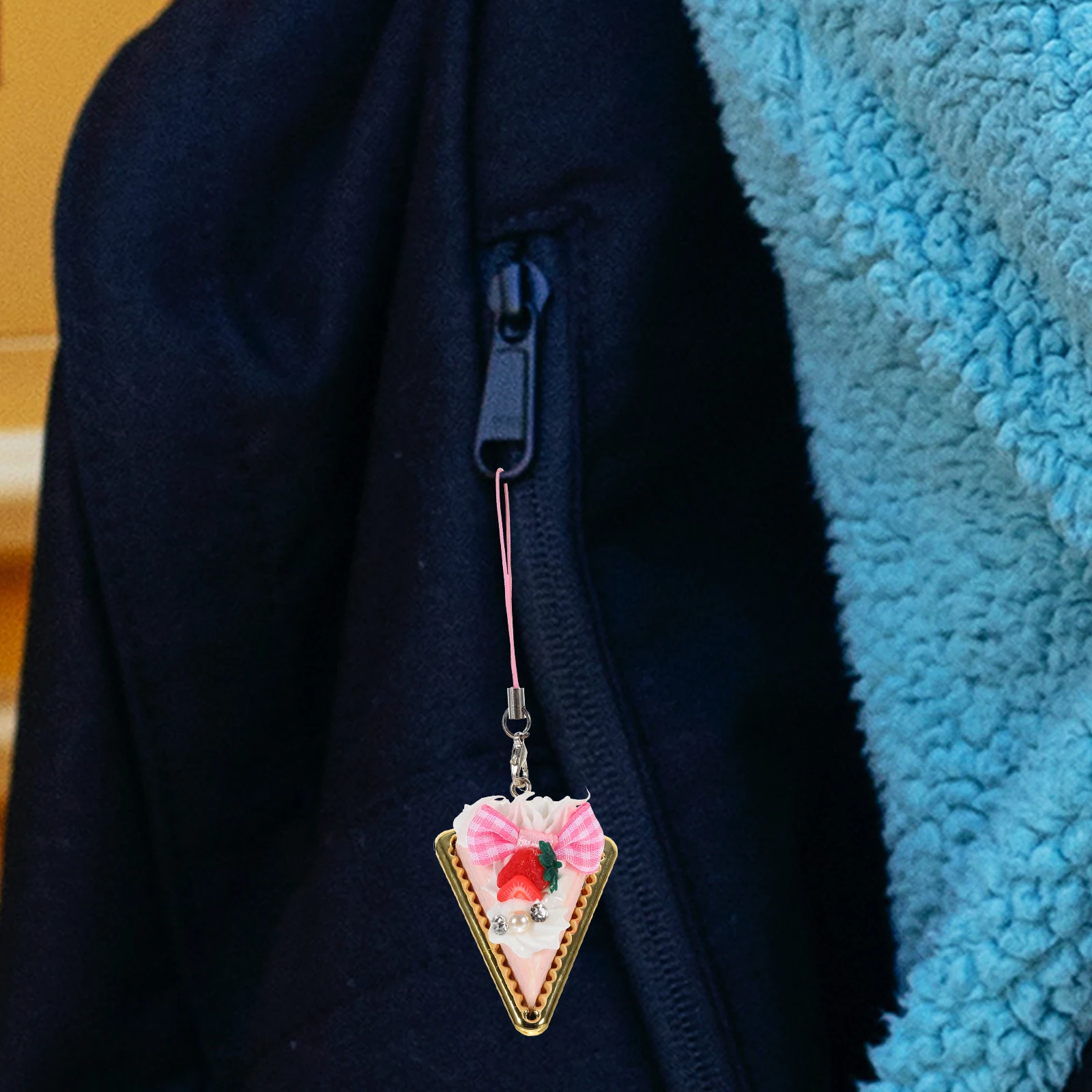 

5pcs Pvc Key Chains Strawberry Cake Pendant Cute Funny Hanging Accessories For Women s Small Bright Key Ring Durable