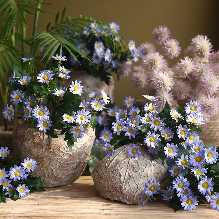 

24-Head Small Daisies Pastoral Style Home Decoration Photography Props Small Bouquet Artificial Flowers Fake Flowers for Wedding