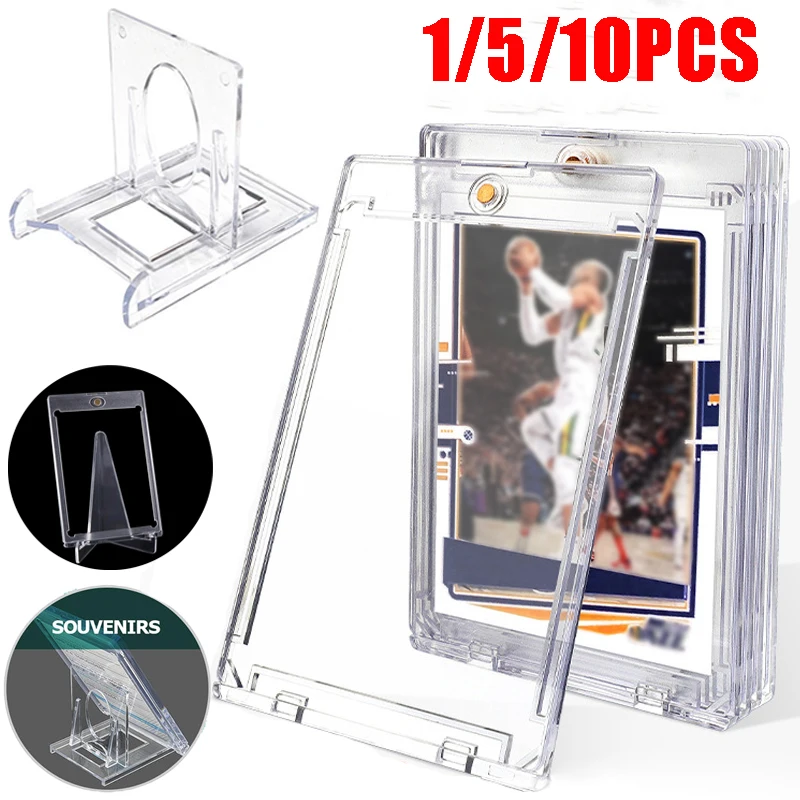 1/5/10PCS Clear Card Holder Magnetic Attraction Type Gaming Sports Trading Card Display Case Kpop Idol Photo Protective Sleeves