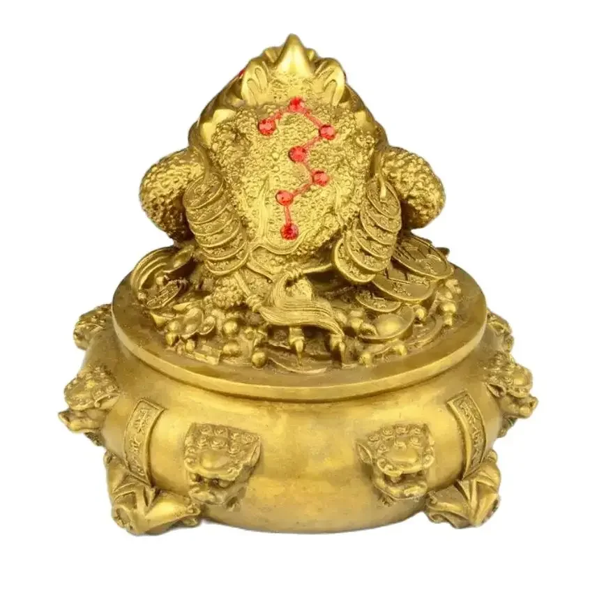 Brass Golden Toad Treasure Bowl Ornament Three Legged Toad Extra Large Three Legged Golden Cicada Shop Opening Gift