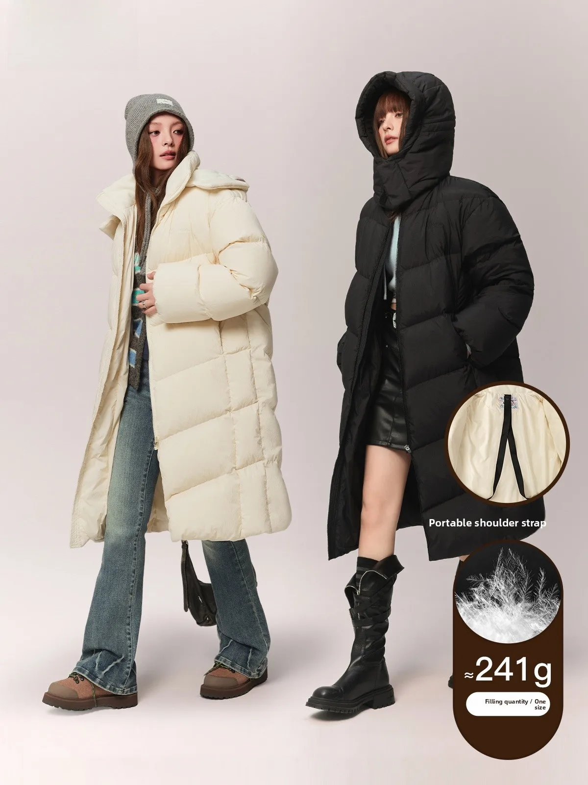 

Женская удлиненная куртка с капюшоном из 90% утиного пуха, зимнее пальто в корейском стиле, прямой крой, нейлоновая ткань, на молнии