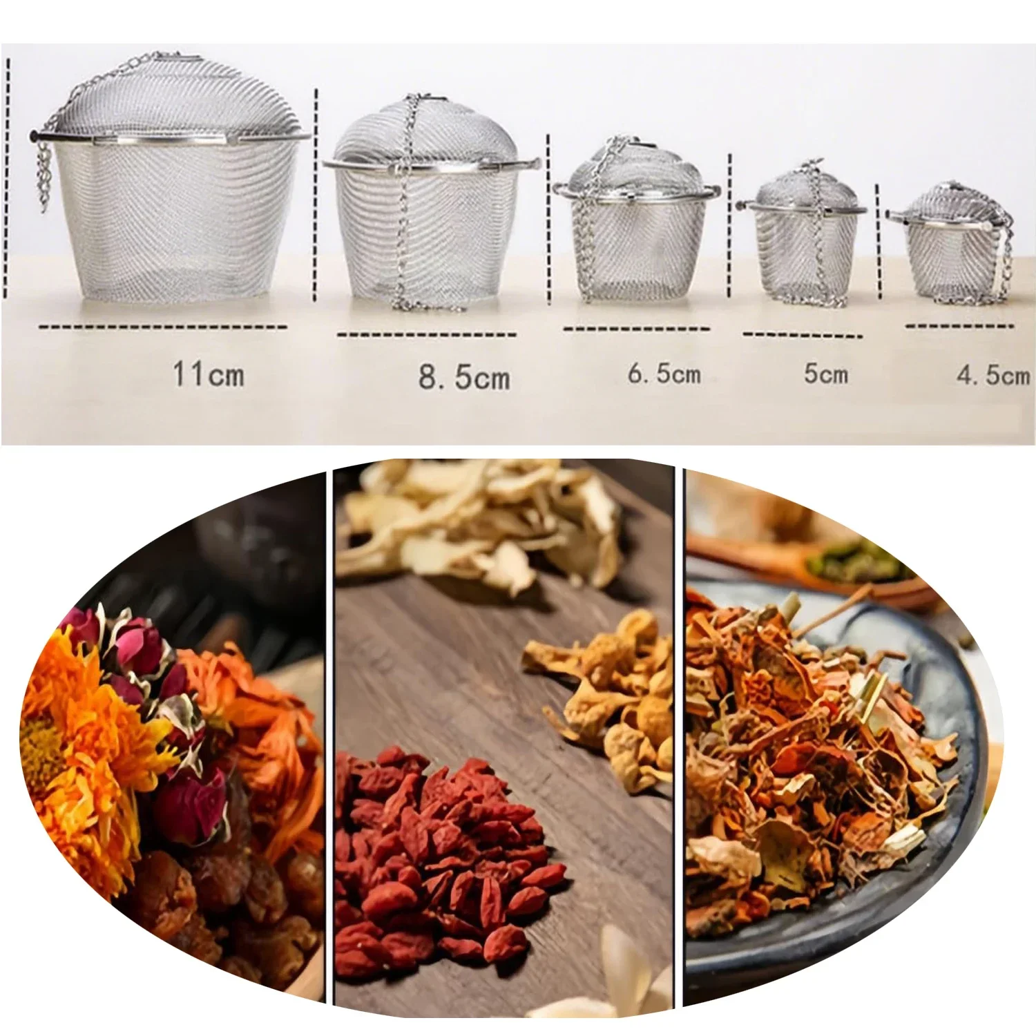 3-1pcs Portable Tea Strainer Set , Stainlesss Steel Infuser Ball with Chain for Loose Tea, Perfect Home/Office/Gift