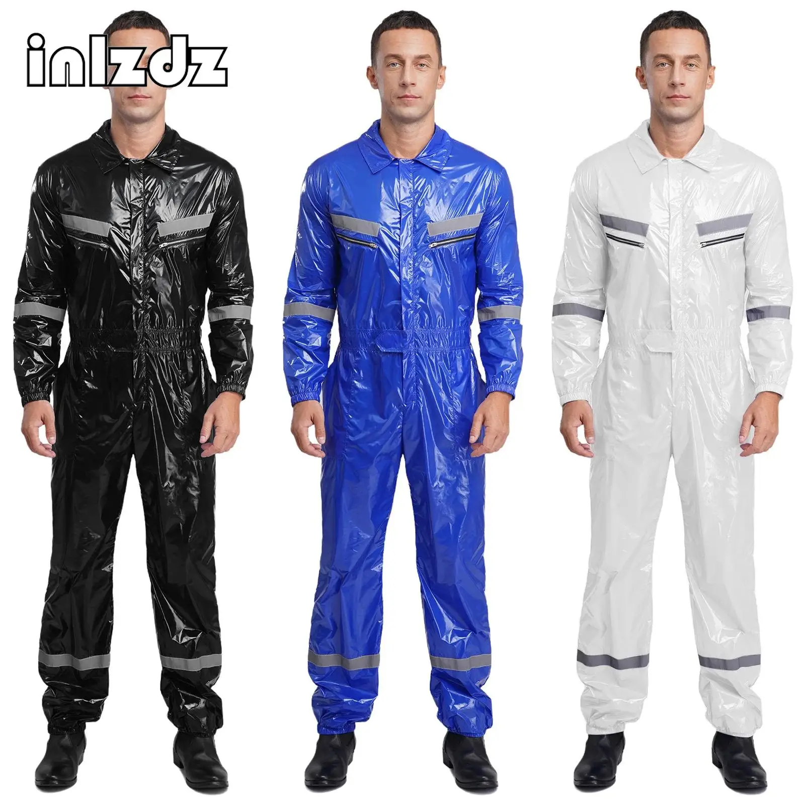 

Men Stylish Waterproof Lightweight Coverall Long Sleeve Workwear Jumpsuit for Spraying Paint Halloween Carnival Cosplay Party