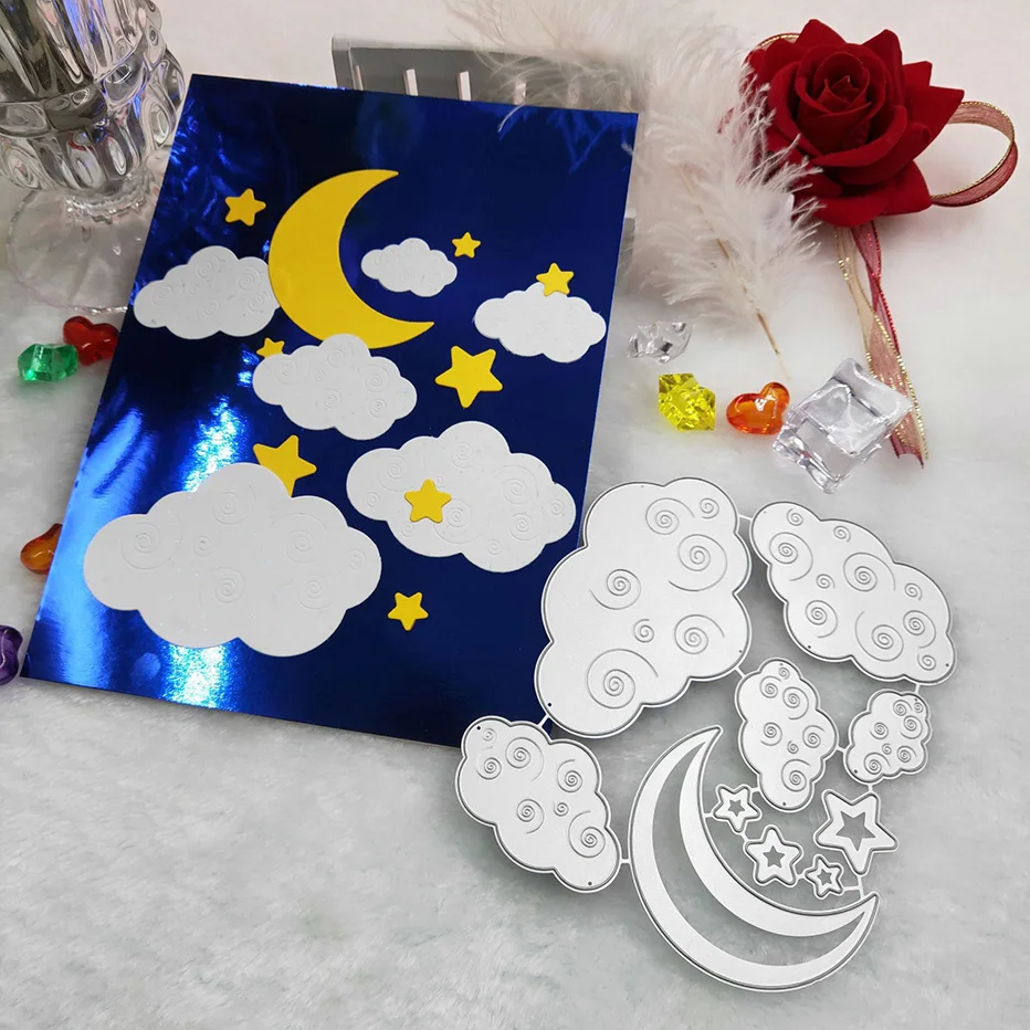 

Moon and Stars Metal Cutting Dies for DIY Scrapbooking and Card Making Decor Embossing Craft Die Cut