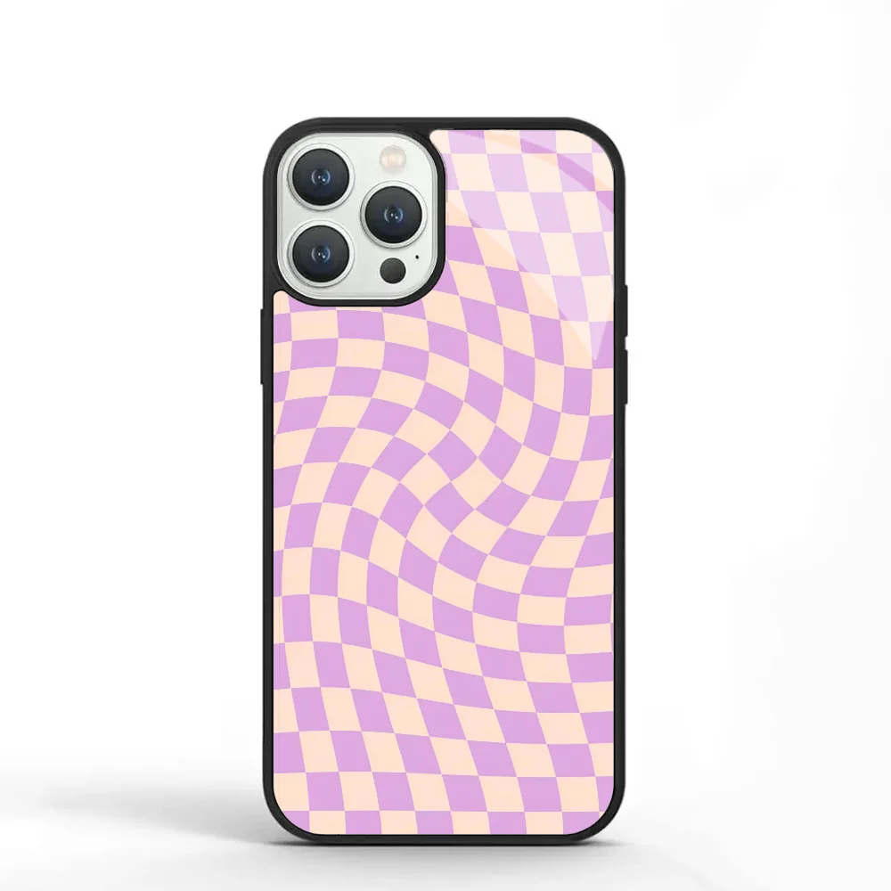 Check V Lilac Twist Phone Case For IPhone 11 12 13 14 15 Plus Pro Max Mirror Acrylic PC TPU Cover