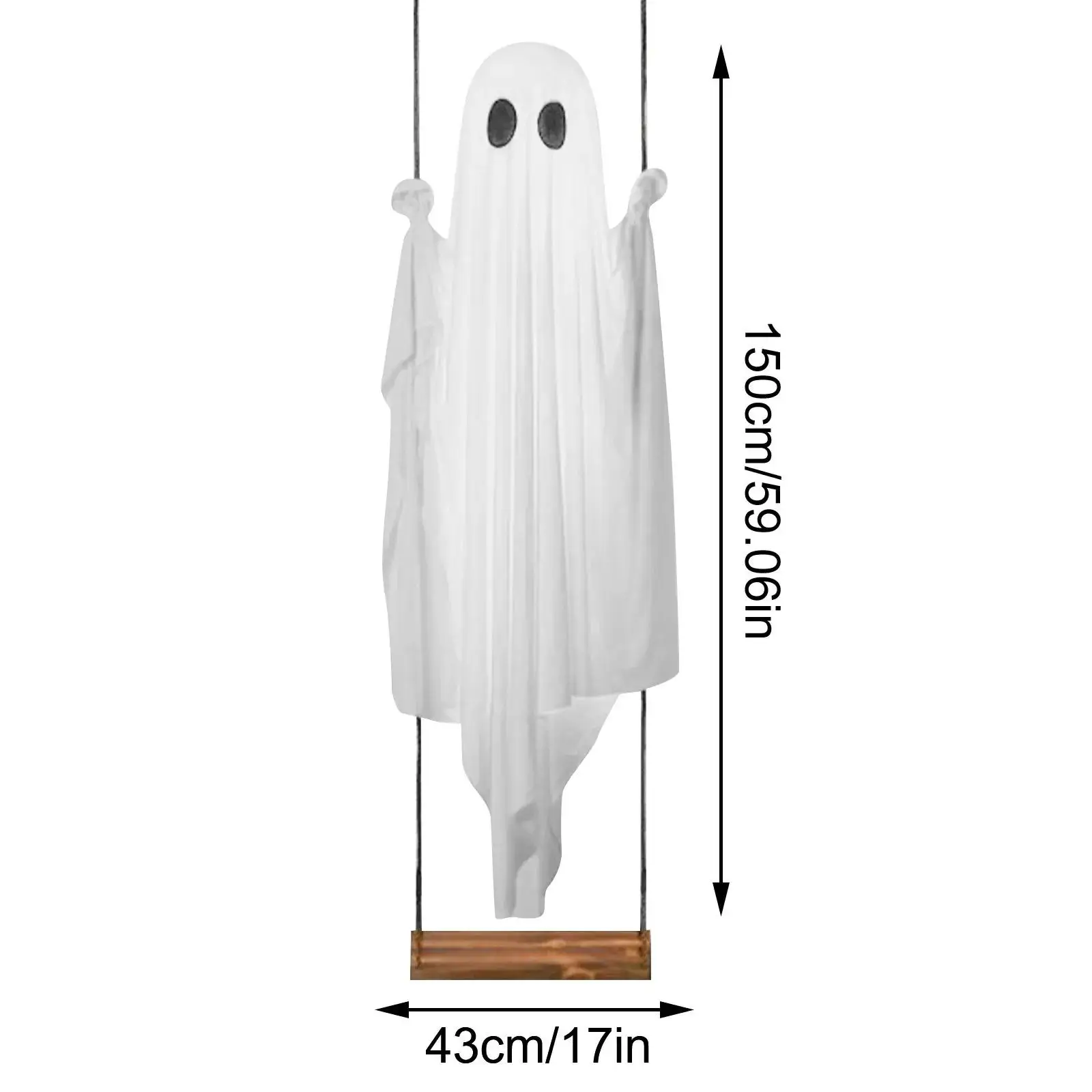 Glowing Halloween Ghost with Remote Adjustable Hanging Decor Easy Setup for