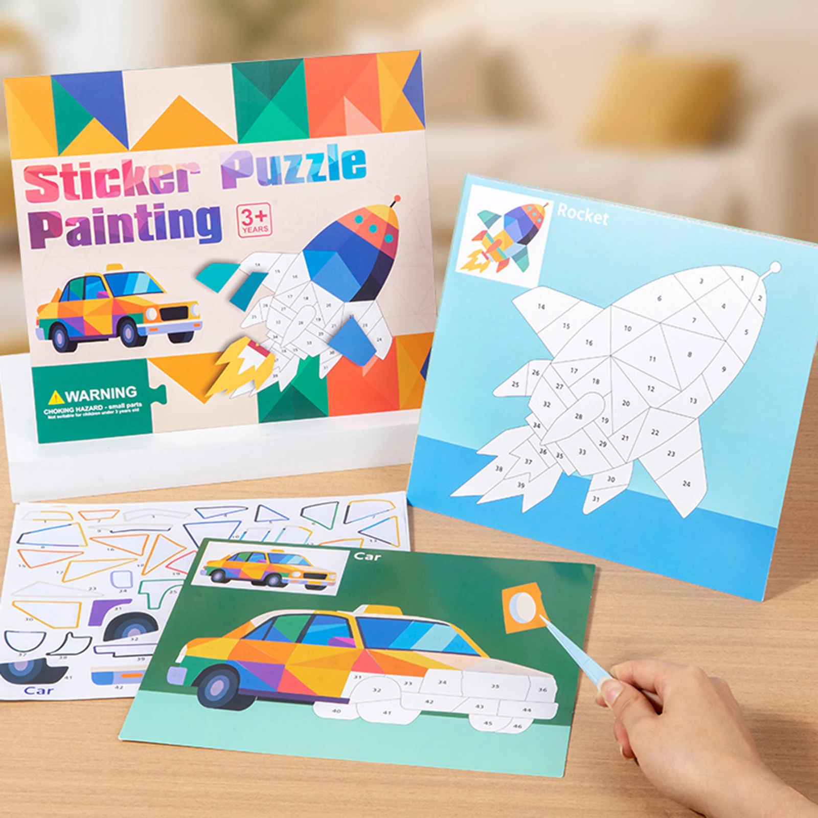 8-Muster-Puzzle-Aufkleber, Kunsthandwerk für Kinder, Aufkleber, Malerei, Geschenk, Party, Gastgeschenk, Kreationen, Tier, Vechile, Kunst, Spielen für Kinder, kreativ – Detail 9