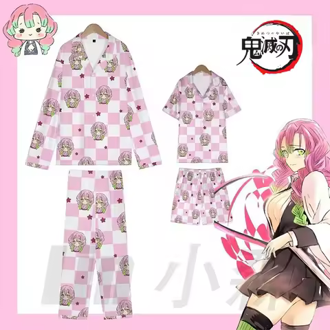Demon Slayer Kanroji Mitsuri Pajama Set - Love Hashira Couple's Matching Nightwear, Anime Cosplay Homewear Loungewear Gift