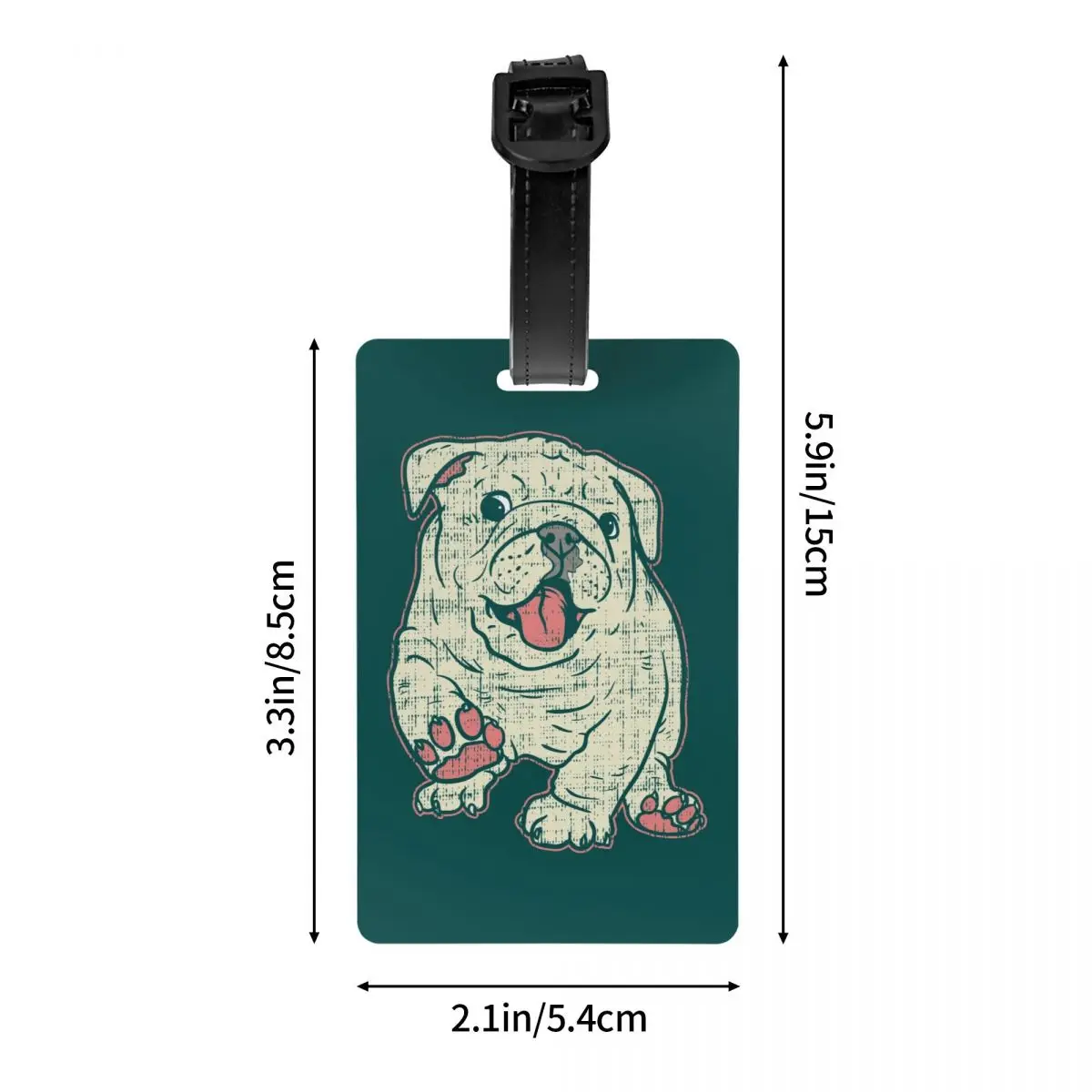 Schattige Engelse Bulldog Zwaait Met Zijn Paw Bagagelabels Voor Koffers Britse Hondenliefhebber Privacy Cover Id Label