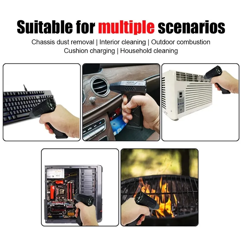 

2x1300mAh Rechargeable Battery Cordless Electric Air Duster 130000RPM Compressed Air Duster Speed Adjustable Turbo Fan Built-in