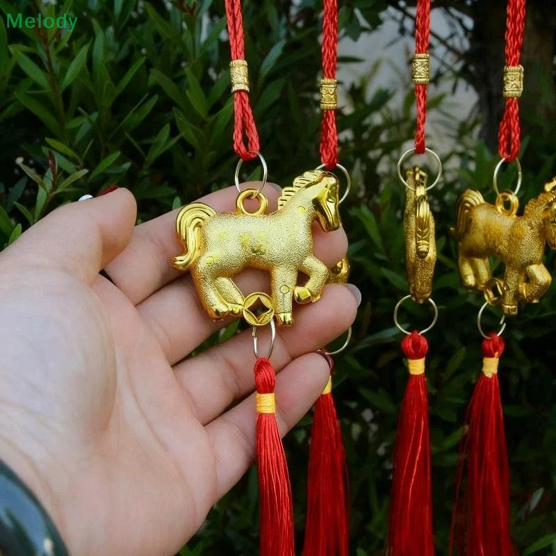 6 قطعة السنة الصينية الجديدة فانوس قلادة محظوظ الديكور 2026 سنة الحصان الجدار الشنق سيارة زخرفة هووسورمينغ الهدايا