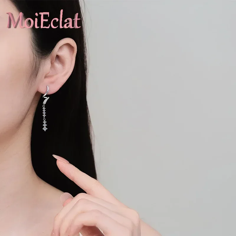 PT950 Platinum Tassel Ear Line Fine Jewelry Irresistible Charm 0.63ct Full Moissanite Diamond Drop Earrings Women Birthday Gift