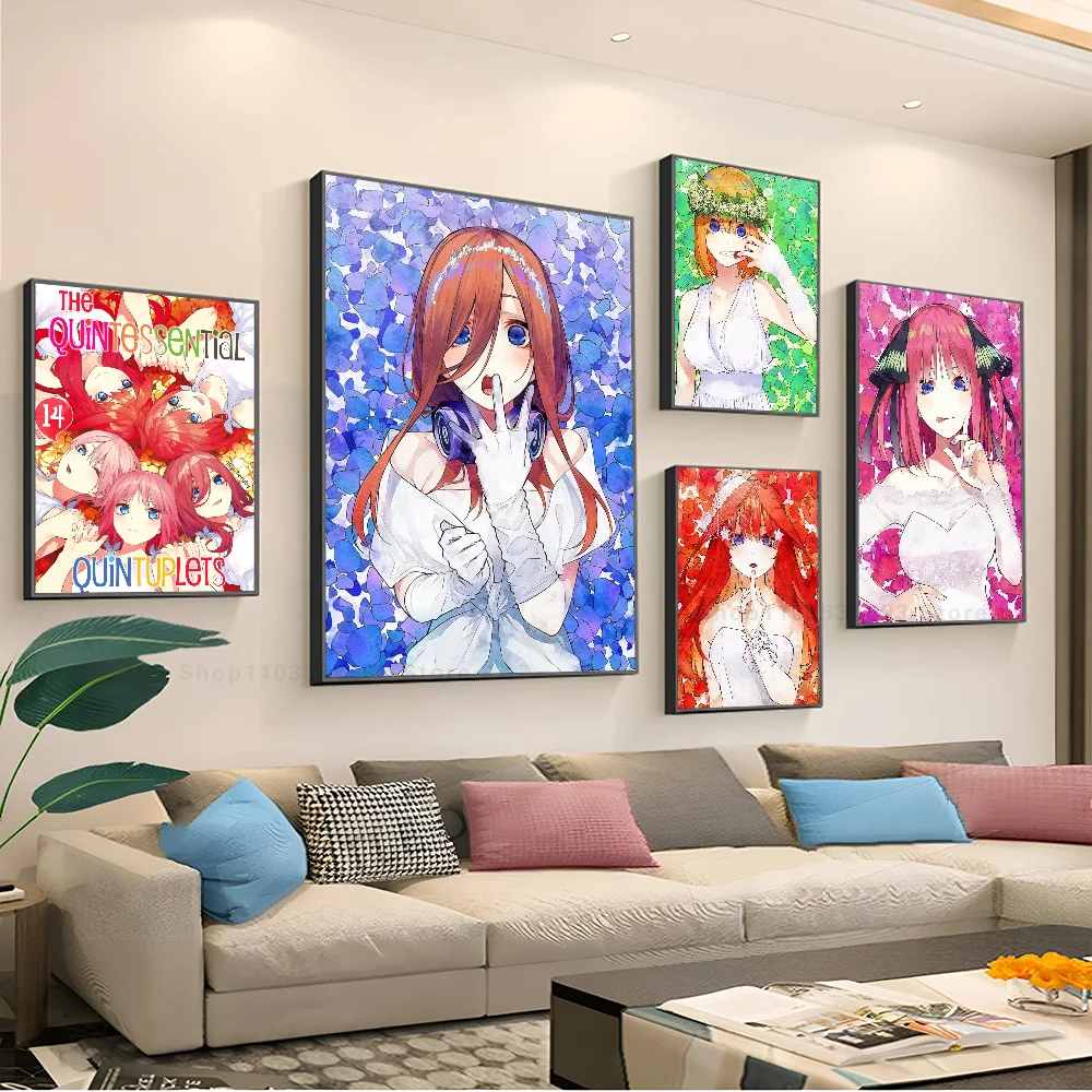 1PC The Quintessential Quintuplets Poster Self-adhesive Art Waterproof Paper Sticker Coffee House Bar Room Wall Decor