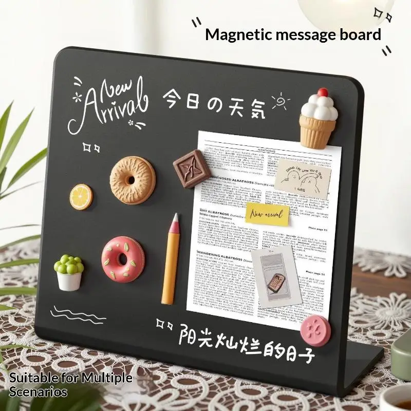Vertical Magnetic Metal Blackboard Desktop Message Board DIY Note Storage Organizer Home Office School Display Message Board