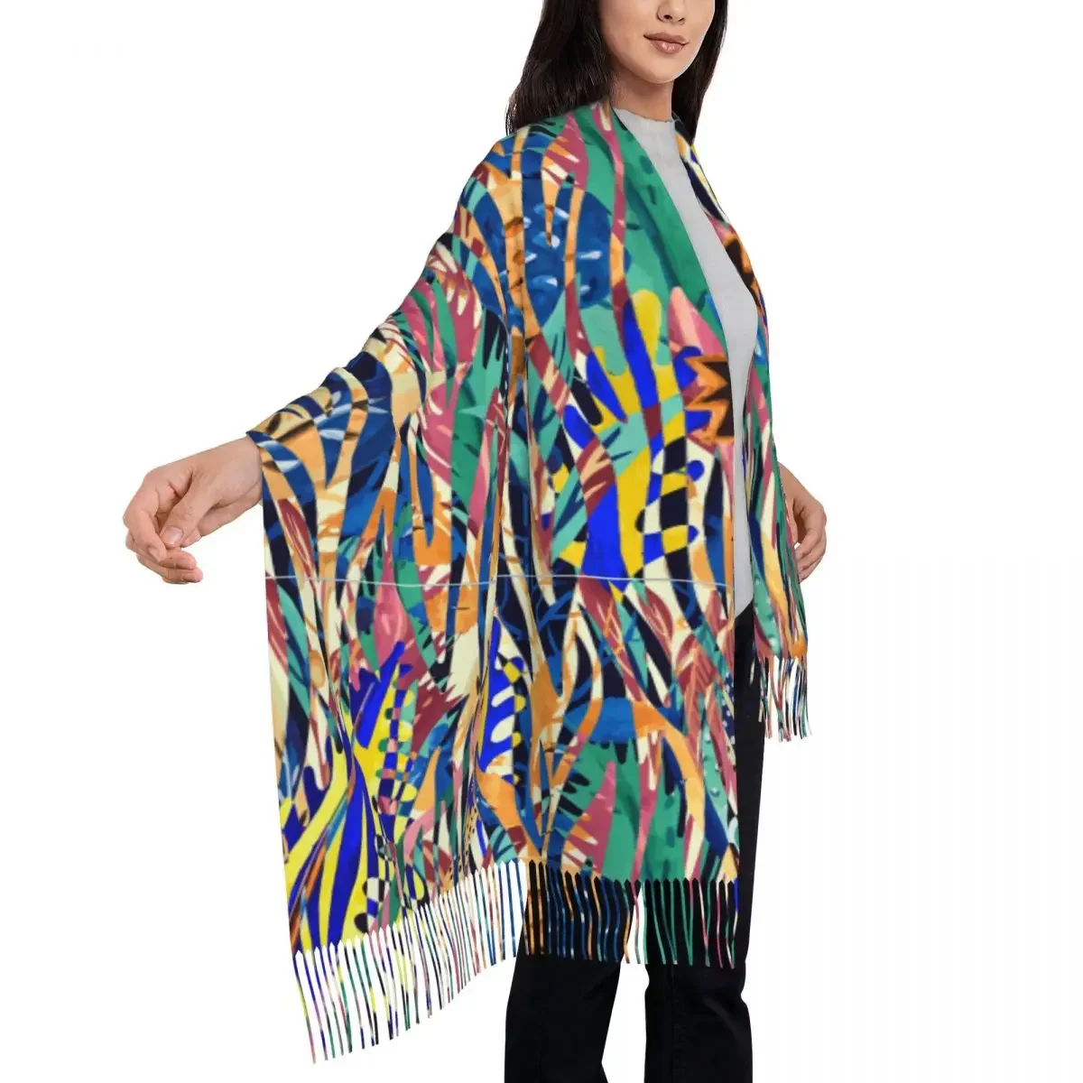 Abstract-background Women's Pashmina Shawl Wraps Fringe Scarf Long Large 