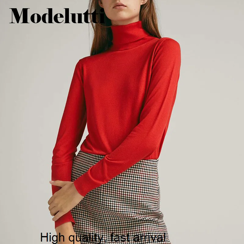 

Autumn 2023 New Winter Women Fashion Basic Versatile Undershirt Pullover High Collar Knitted Sweater Simple Top Female