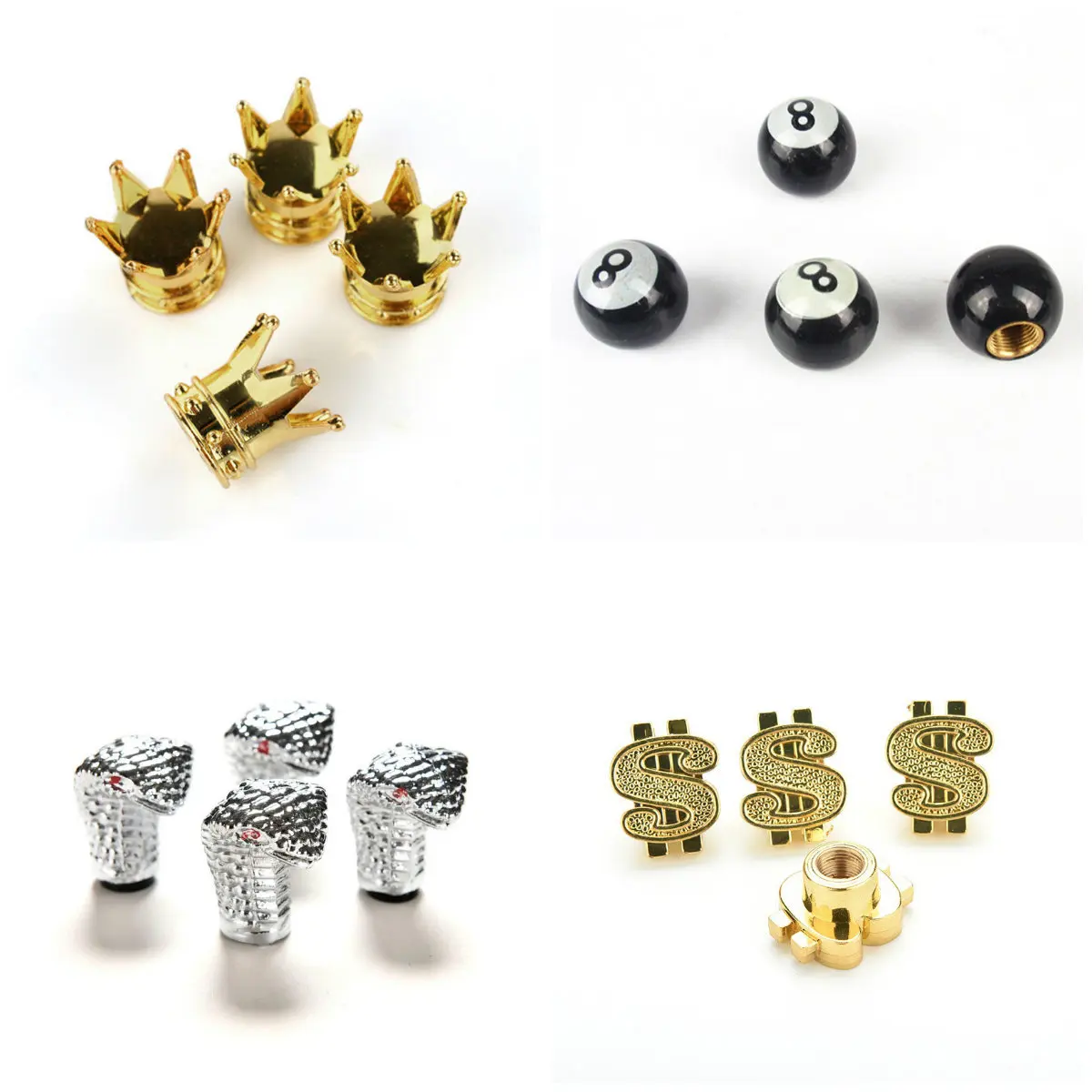 4pcs/lot Bicycle Tire Valve Caps Universal Dustproof Gold Crown Tyre Wheel Stem Air Valve Caps Tire Valve Auto Truck Bike