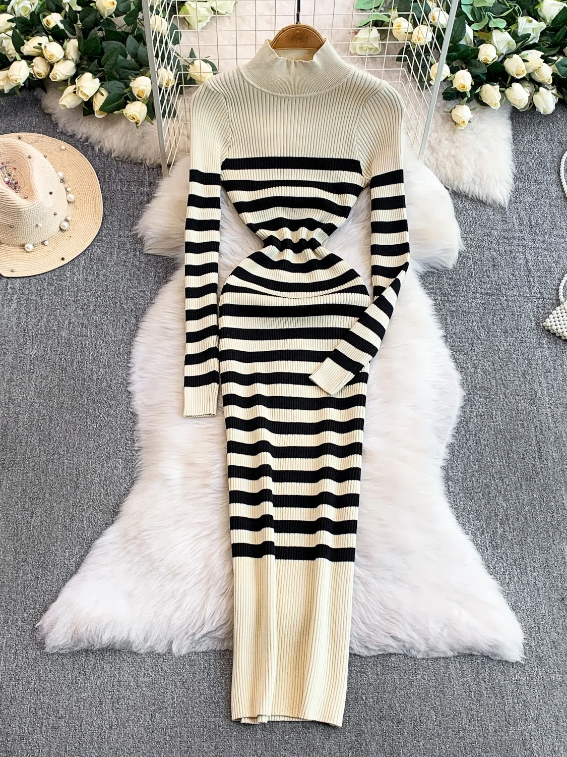 Coreano sle gola alta de malha dr feminino outono inverno cintura elástica atrevida base camada longa malha dr