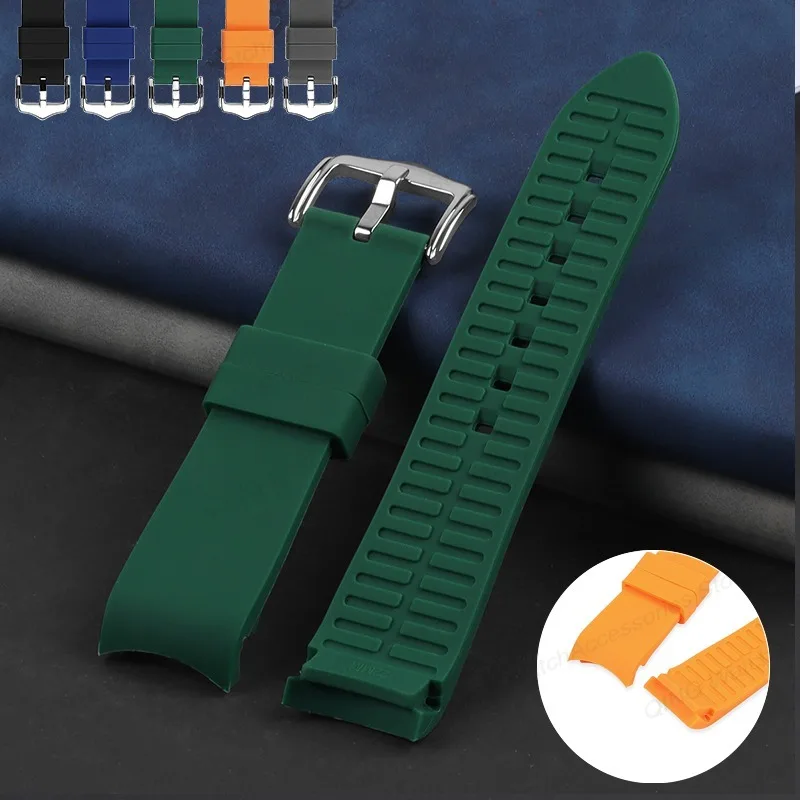 Silicone Watch Strap Curved End Watchband 18mm 19mm 20mm 21mm 22mm 23mm 24mm for Rolex for Seiko Wristbelt Men Universal Bracele