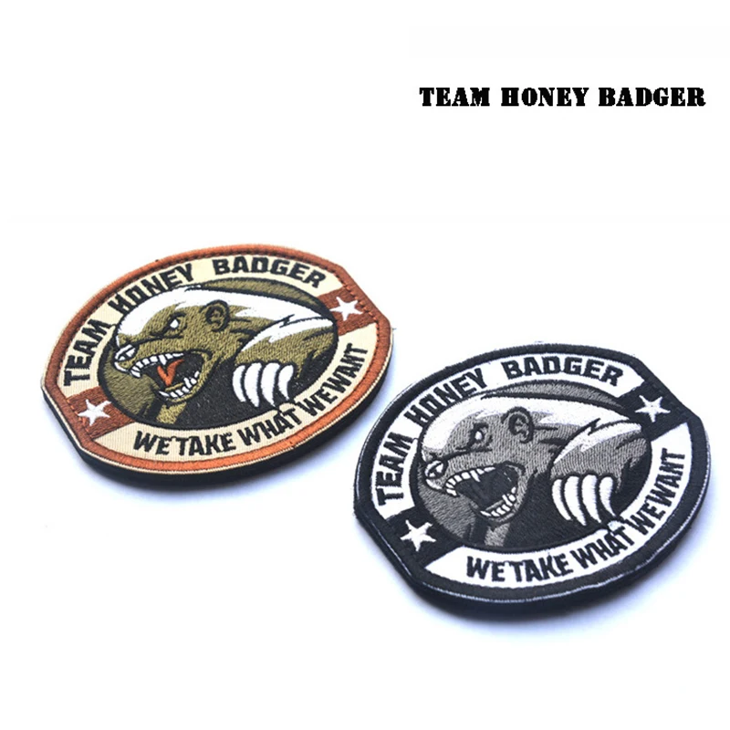 TEAM HONEY BADGERTEAM HONEY BADGER Embroidery Patches Badges Emblem Accessory  DIY 9.5*7CM Hook and Loop Clothing