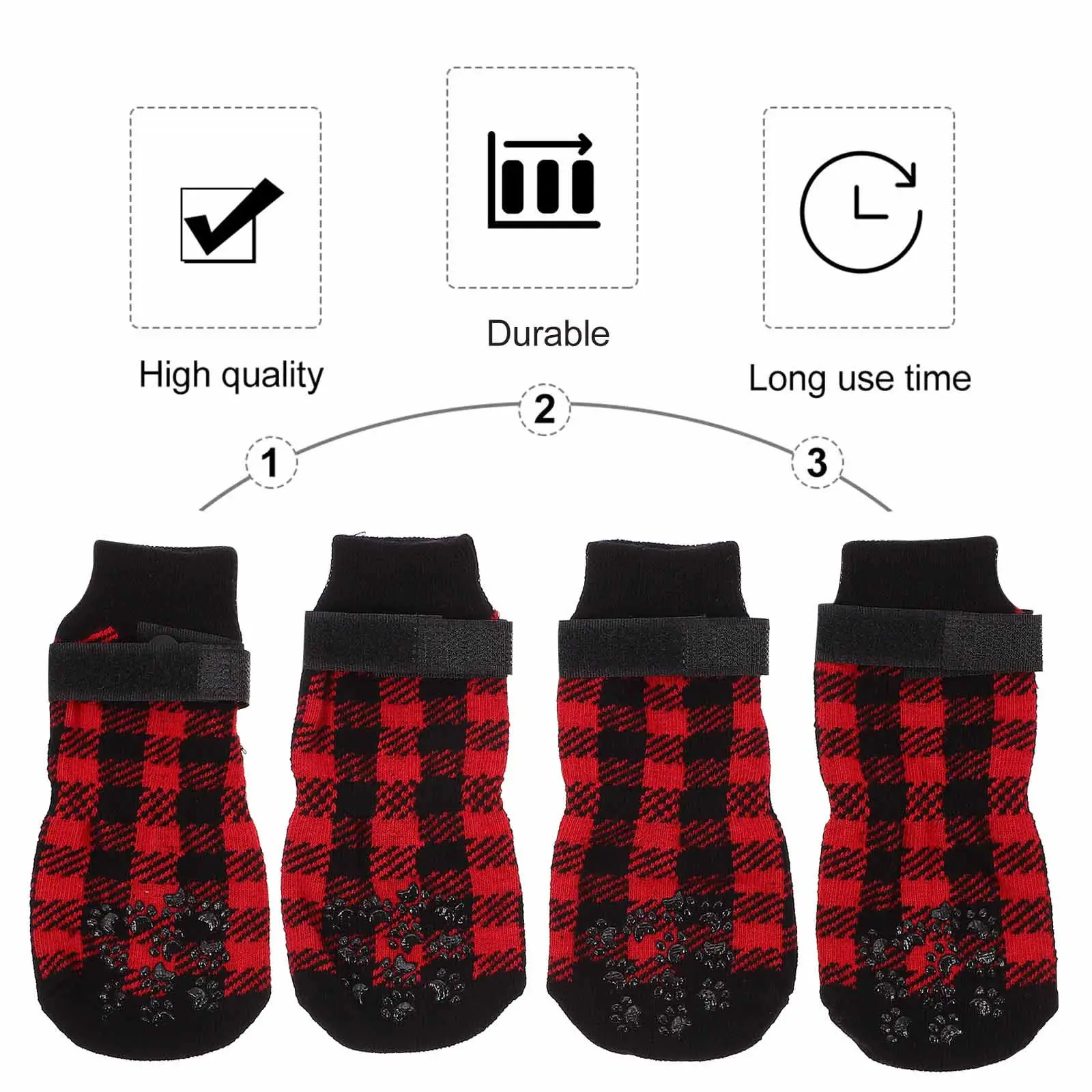 4Pcs Pet Foot Socks Dog Warm Socks Anti-Slip Christmas Themed Stockings for Dogs Non-Slip Pet Footwear Floor Protection