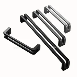 Zinc Alloy Black Grey Nickle Cupboard Kitchen Handle Drawer Cabinet Knob Modern Wardrobe Furniture Pull Square