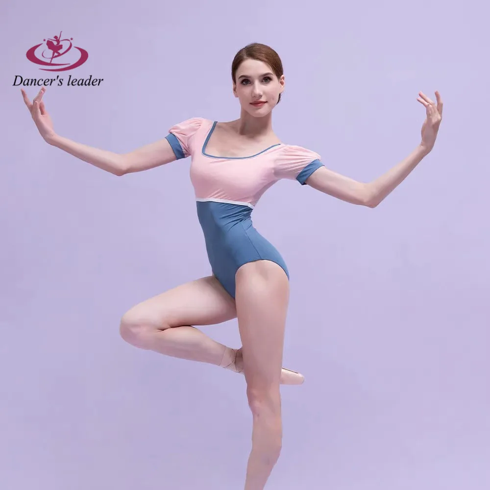 

Ballet Costume Tight Clothes Summer Flower Bend Sleeve Body Clothes Gymnastic Tight Clothes Performance Aerial Yoga Costume