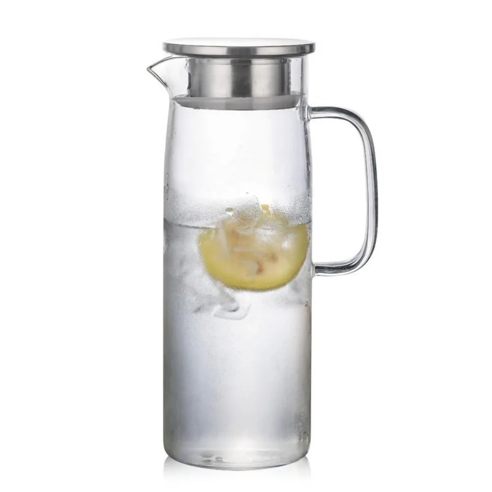 

Minimalist 1.5L Glass Water Pitcher Large Capacity Durable Cold Hot Kettle Transparent Filtering Water Juice Jug Outdoor