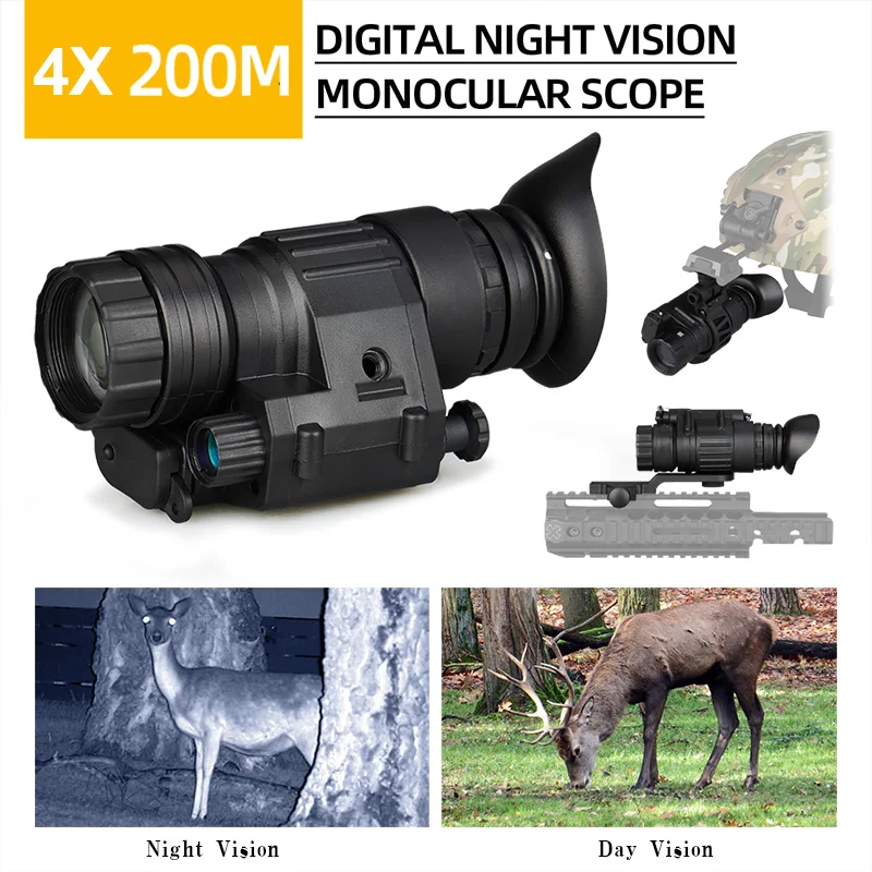 

Canis Latrans PVS-14 Digital Night Vision 4X with J-Arm for Helmet, Picatinny Rail Adapter, for Night Patrol Hunting gs27-0027