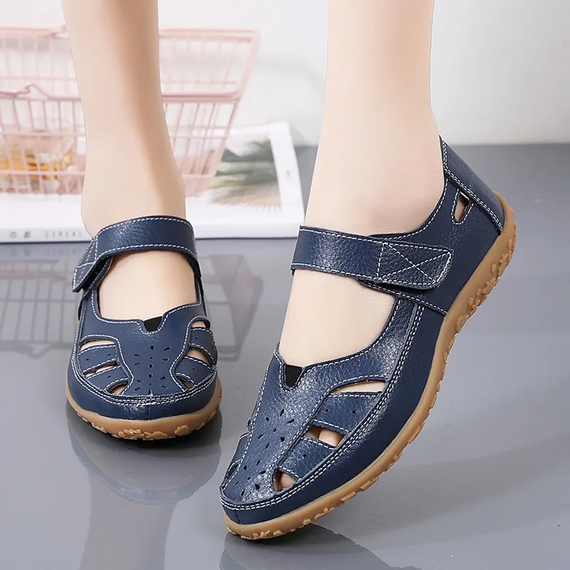 

Women's Shoes Slip On Loafers For Ballet Flats Round Shoes Casual 2 Buttons Metal Sandal Flat Shoes Hollow out Maternity Shoes