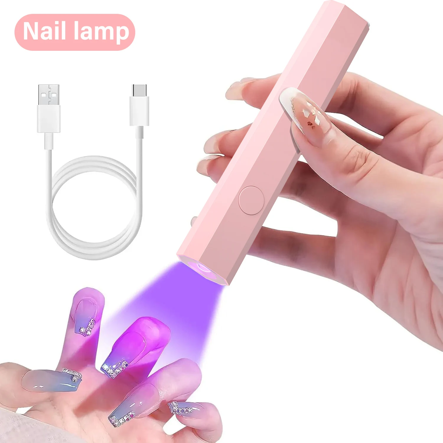 CNHIDS Mini UV LED Nail Lamp Machine Handheld Quick Drying Varnish Gel Polish Curing Nails Dryer USB Cable  Art Flashlight Pen