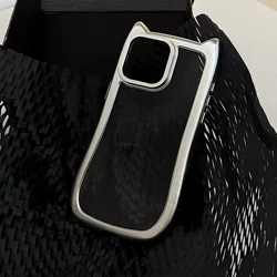 Custodia per telefono trasparente con placca per orecchie di gatto 3D carino coreano per iPhone 11 12 13 14 15 Pro Max Plus Cover posteriore antiurto trasparente