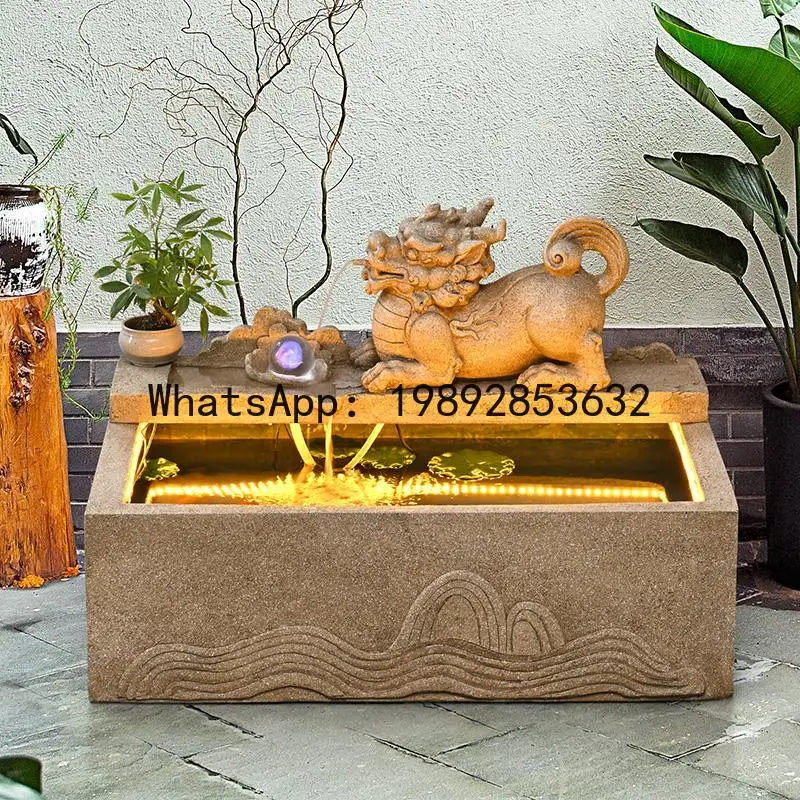 XL Outdoor Courtyard Fish Pond Landscape Pixiu Fountain Terrace Fish Tank Feng Shui Tank Wealth-Attracting Water Flow Ornament