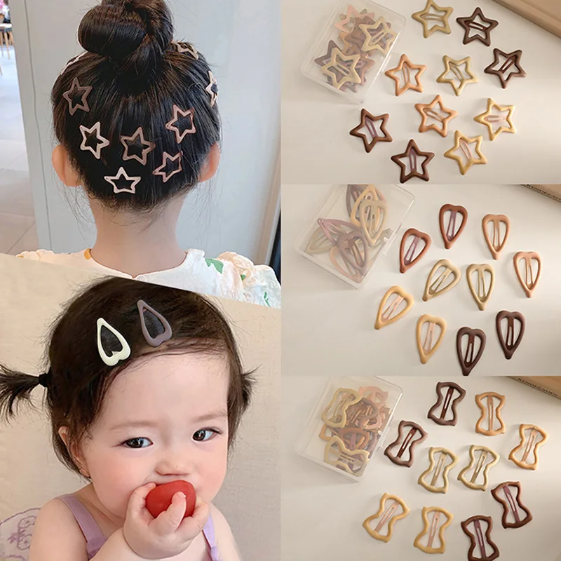 10pcs/set Children\'s BB Clip Cute Star Bear Hair Pins Kids Hair Accessories for Little Girls Hair Clip Baby Headwear