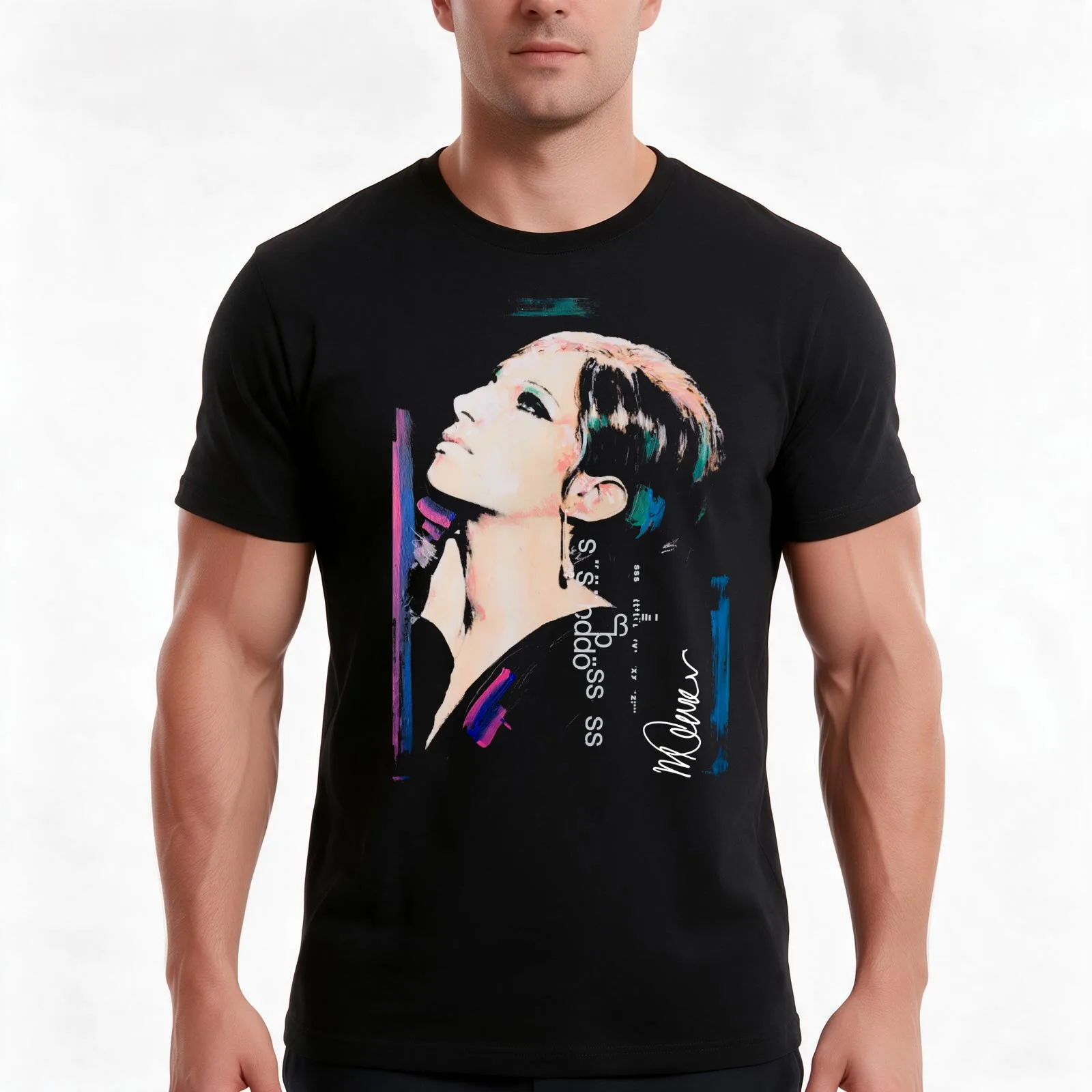 Barbra Streisand Abstract Portrait – Iconic Diva in Artistic Expression T-Shirt Summer Casual Cotton Tee Vintage Graphic Print