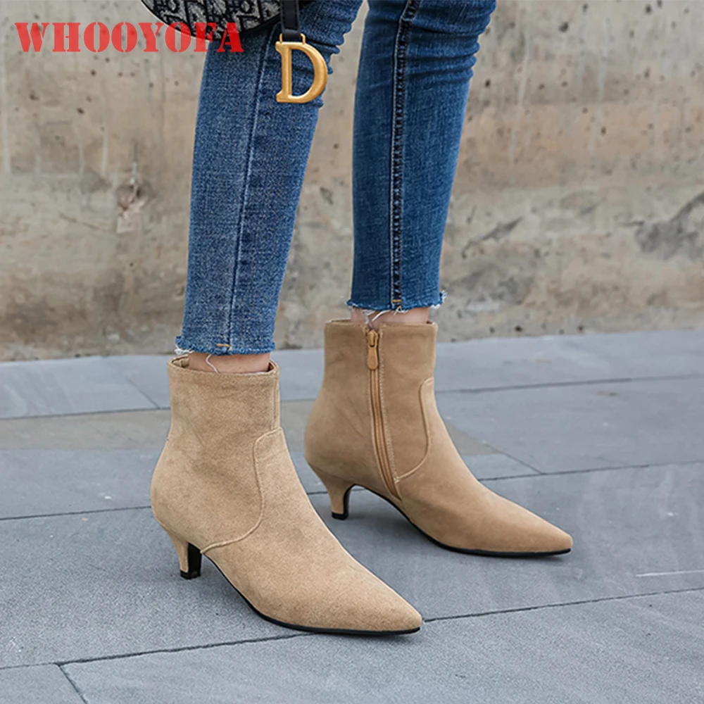 

Совершенно новые милые абрикосовые черные женские ботильоны из флока на высоком каблуке с шипами, школьная женская обувь плюс большой маленький размер 12, 30, 43 45, 48