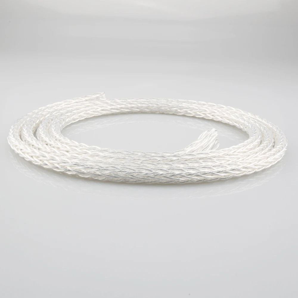Bulk Audio Cable 8AG 24 Cores Silver Plated OCC PTFE Transparent Hifi Audiophile DIY Wire Per Meter for Speaker Power RCA