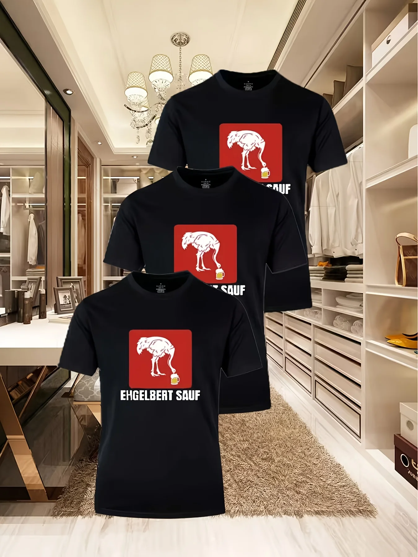 

Набор из 3 мужских футболок с принтом, мягкий хлопок, круглый вырез, модный принт с изображением птиц, повседневная удобная одежда, современный повседневный стиль