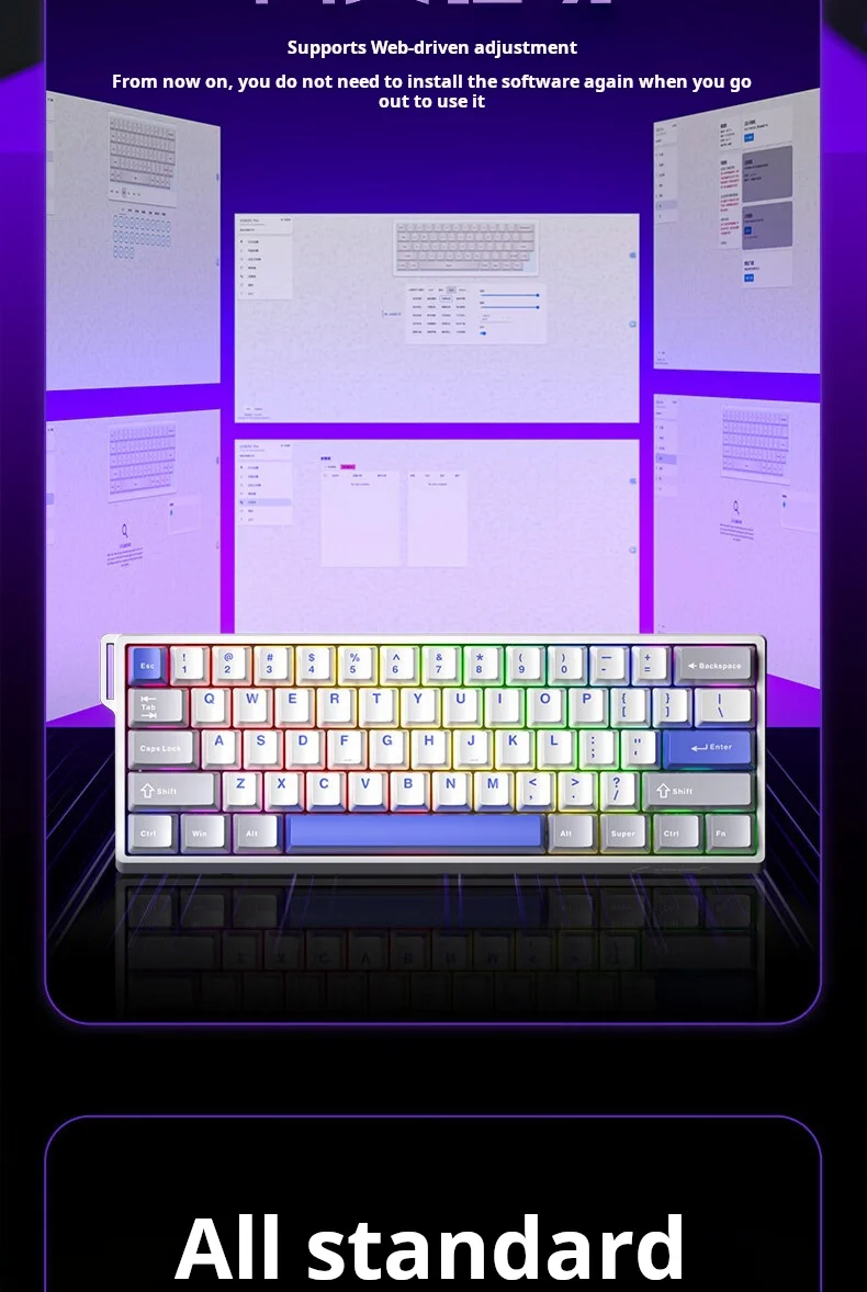 AULA WiN 60 Magnetic Axis Keyboard RT Custom Mechanical Wired Connection for Gaming with Webdriver for 8K Response Rate