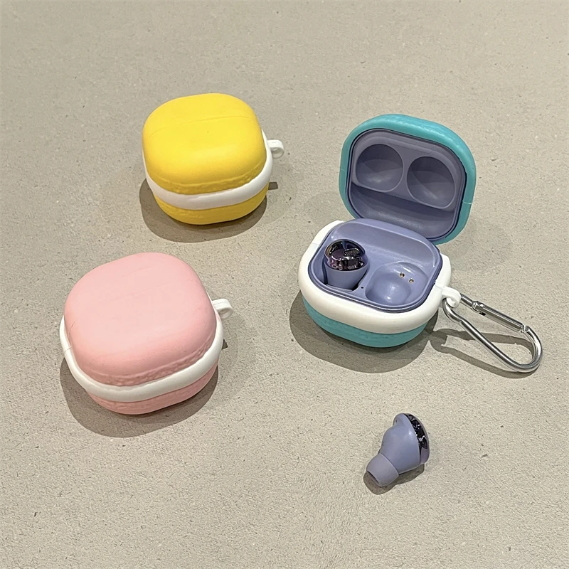 3D Macarons Cookies Cartoon Cute Earphone Case For Samsung Galaxy Buds 2 Live Pro Buds FE 2023 Wireless Earbuds Protective Cover