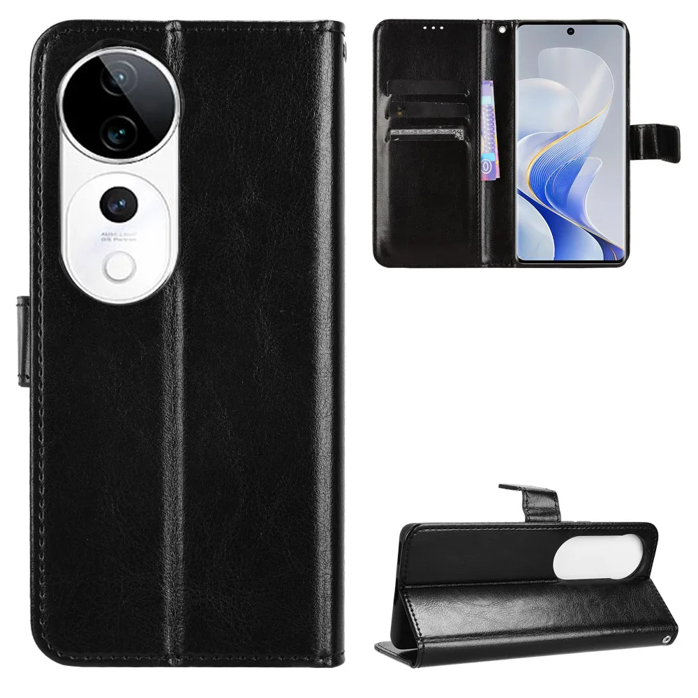 For Vivo V40 Luxury Leather Flip Wallet Phone Case For Vivo V40 V 40 5G Case Stand Function Card Holder